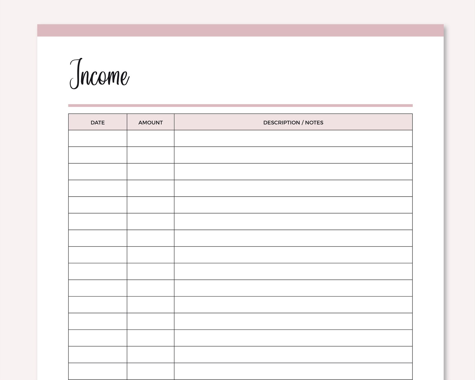 Printable Income Sheet Personal Finance planner Budget | Etsy