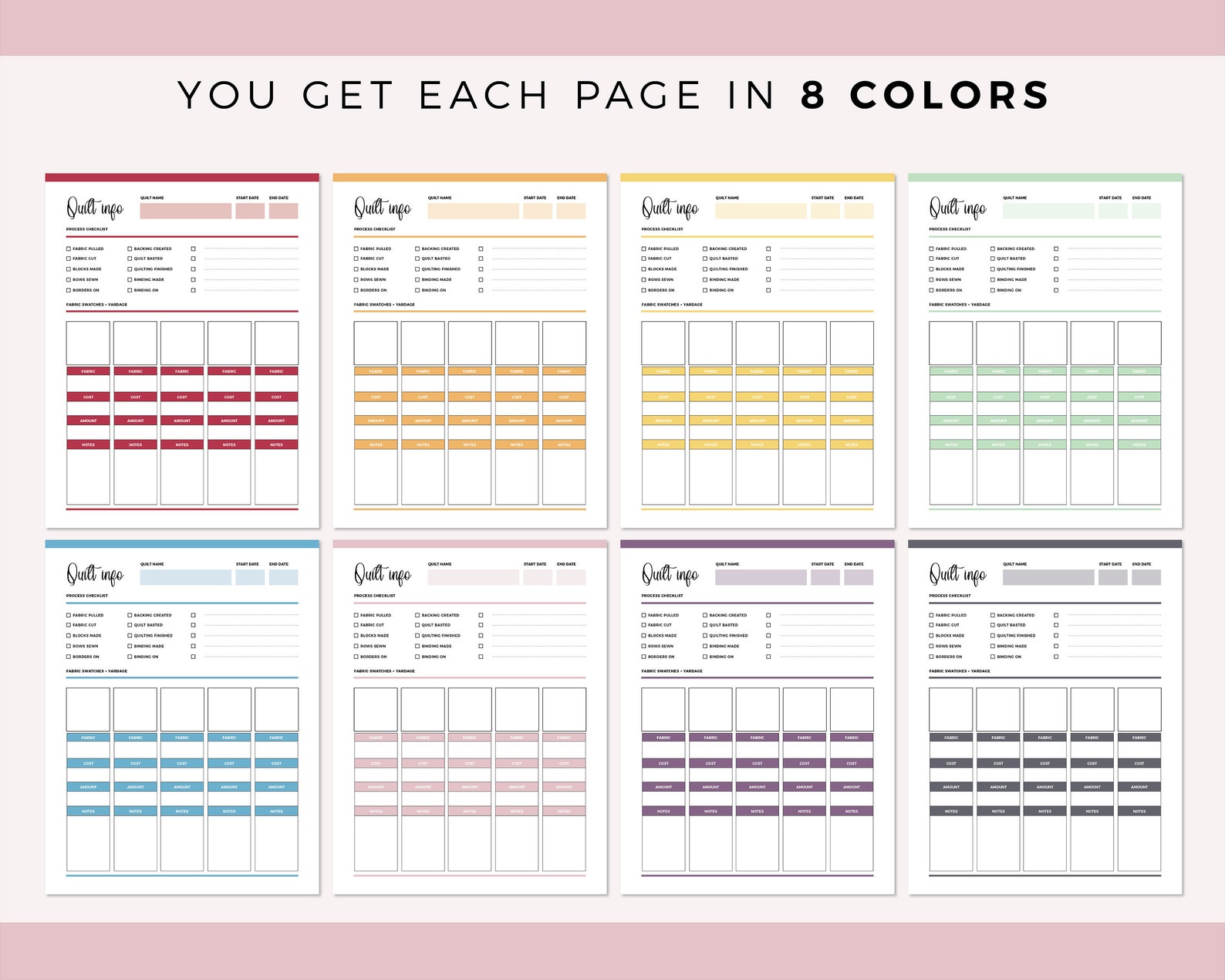 Printable Quilt Information Tracker Quilt Journal Quilt - Etsy