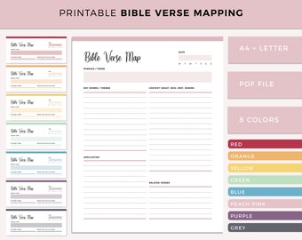 Bible Verse Mapping Printable, Bible Verse Mapping Journal, Bible Verse Map, Bible Study, Bible Journaling, A4 and Letter size