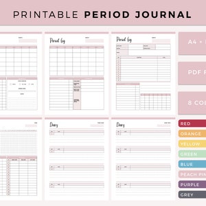 Printable Period Tracker, Period Journal, Ovulation Tracker, Fertility Planner, Period Symptom Tracking, Pregnancy cycle