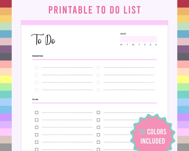 To Do List Printable | A4 & US Letter - Etsy Israel