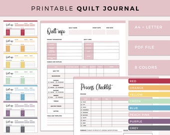 Printable Simple Quilting Journal Digital Download, Printable Quilt Planner, Quilt Summary Sheets, Quilting Planner, Quilt Notebook