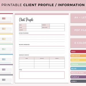 Business Client Profile Template, B2B-Kundeninformationsverfolgungsblatt, Direktverkaufsplaner, Kundeninformationsblatt, A4 und Letter