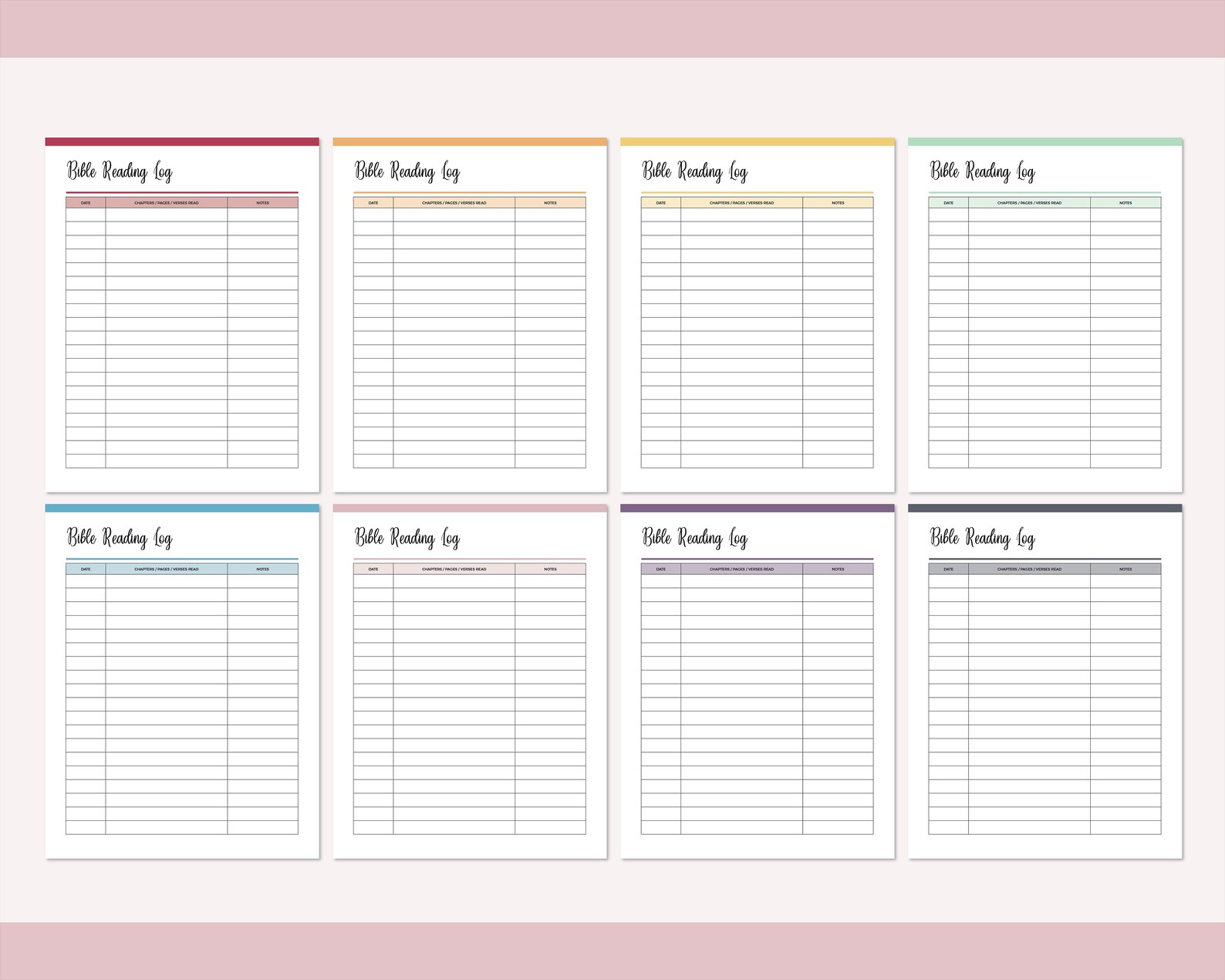 Bible Reading Log Printable Bible Reading Tracker Bible Etsy