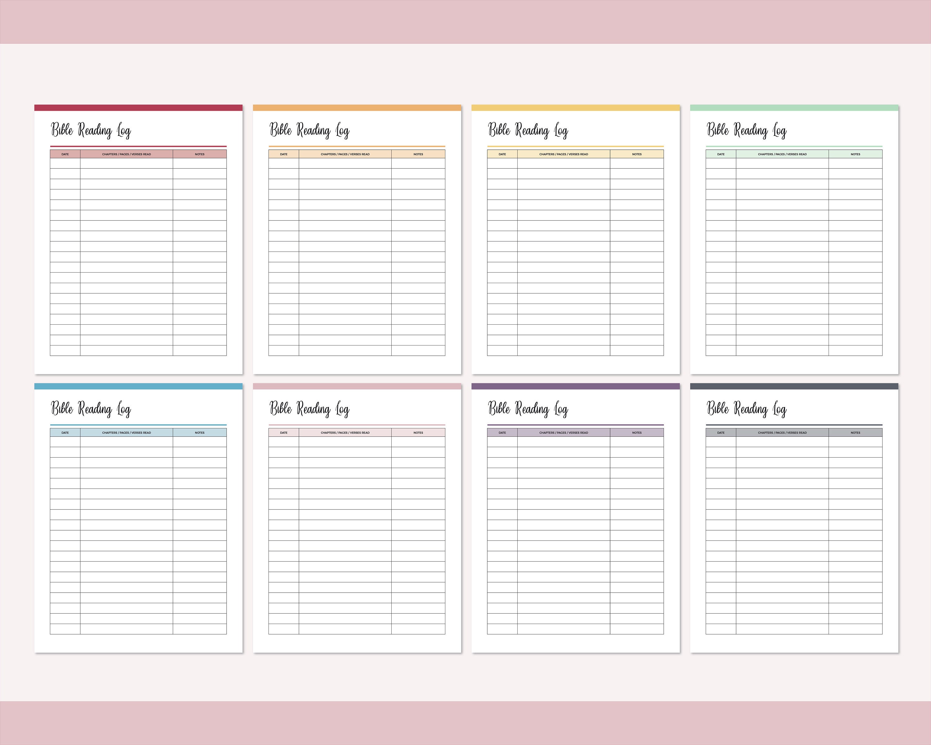 Bible Reading Log Printable Bible Reading Tracker Bible | Etsy