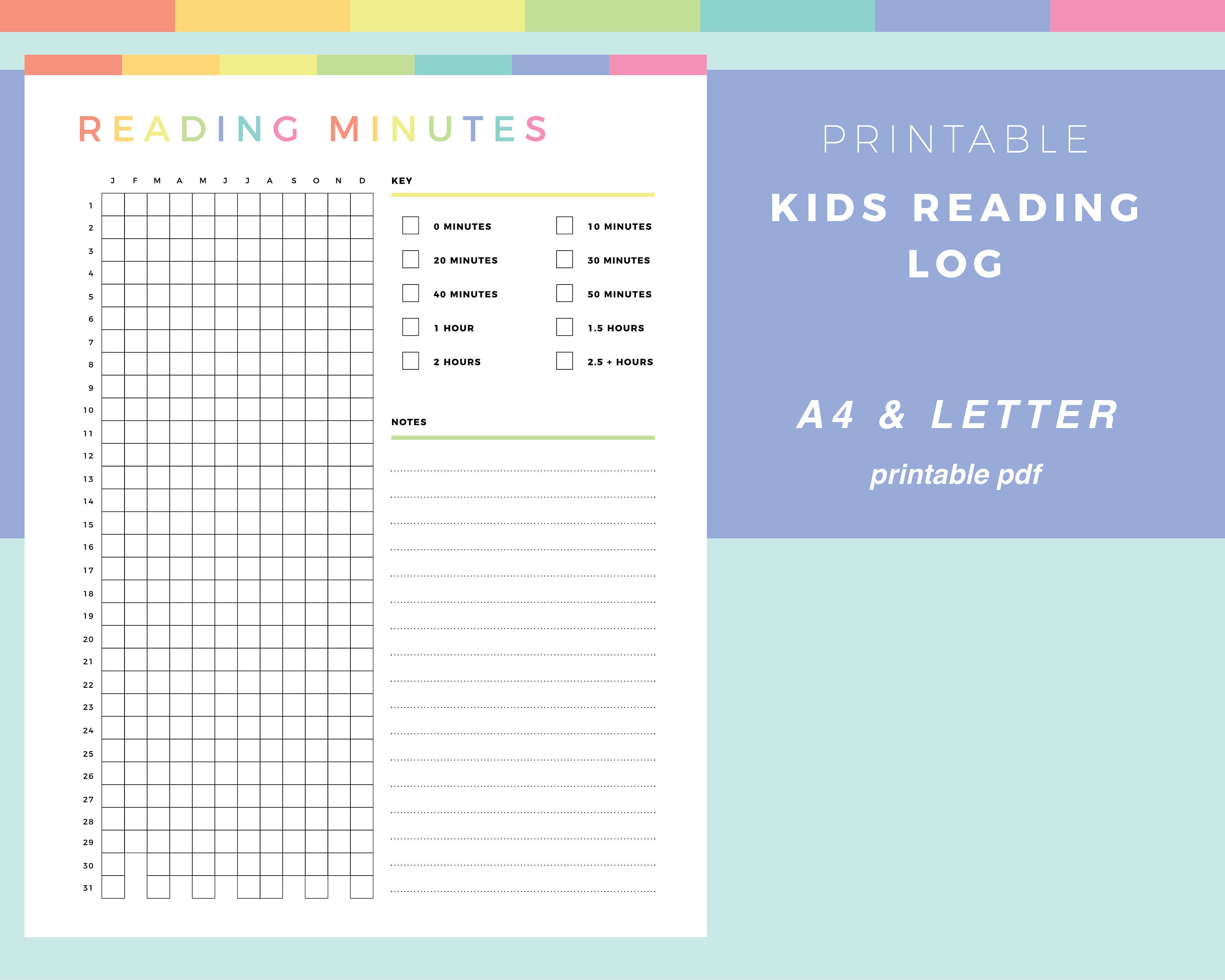 printable-reading-minutes-tracker-for-kids-childrens-reading-etsy