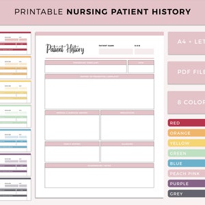 Printable Nursing Patient History Sheet, Nursing Student, Medical School, Revision Sheets, Student Nurses, Medical History, A4 and Us Letter