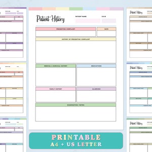 Printable Nursing Patient History Sheet, Home health Nurse Planner, Nursing Home Patient Information, Nursing Home Health Report Sheet