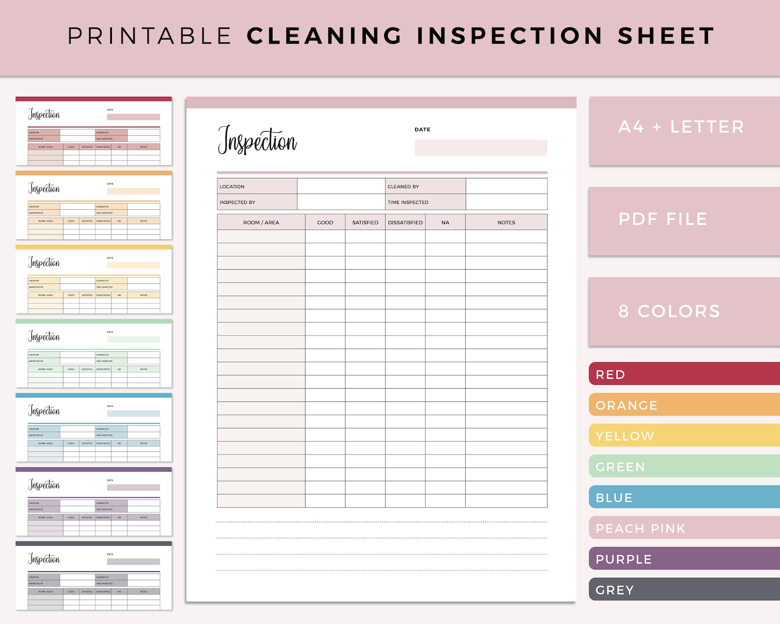 Printable Cleaning Business Inspection Checklist - Cleaner Inspection ...