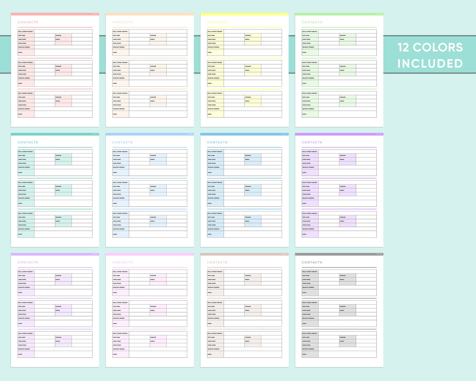 Phone Directory Editable Editable Contact List Printable, Printable Address Book, Business ...