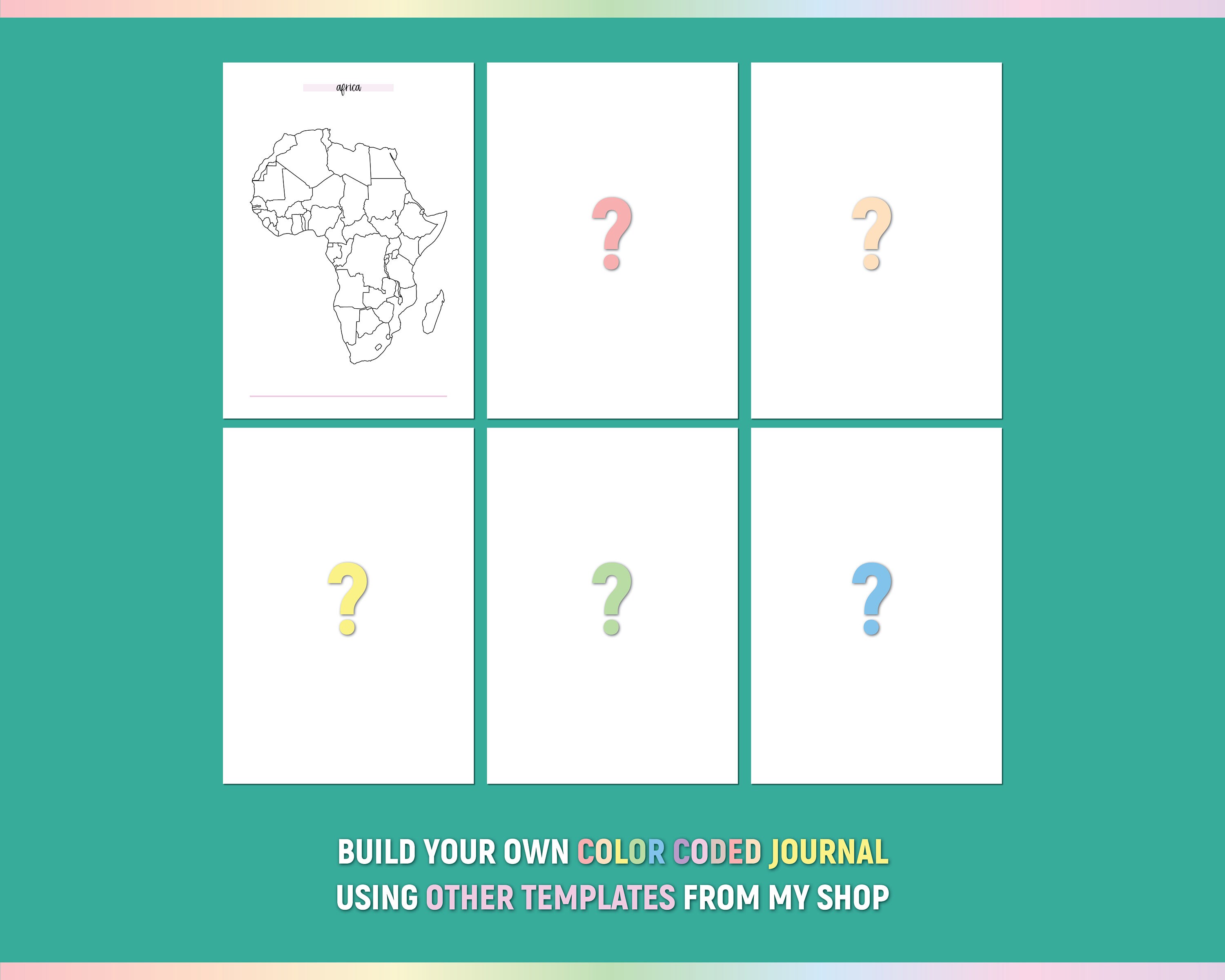 A5 Africa Travel Map Journal, Printable Africa Trip Tracker Tracker ...