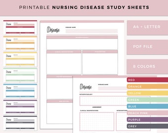 Printable Nursing student Disease Process, Student Nurse Templates, Study Notes, Study resources, Nursing concept map, school documents