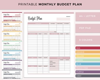 Printable Monthly Budget Planner, Budget Template, Finance Planner, Budget Plan,  Financial Journal, Monthly Budget Sheet, A4 and Letter