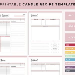 Printable Candle Recipe, Candle Testing template, Candle Creator Tracker, Candle Maker Planner, Candle testing, Experiments, A4 and Letter