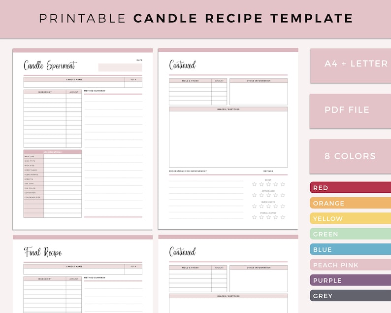 Printable Candle Recipe Candle Testing Template Candle Etsy printable-candle-recipe-candle-testing-template-candle-etsy