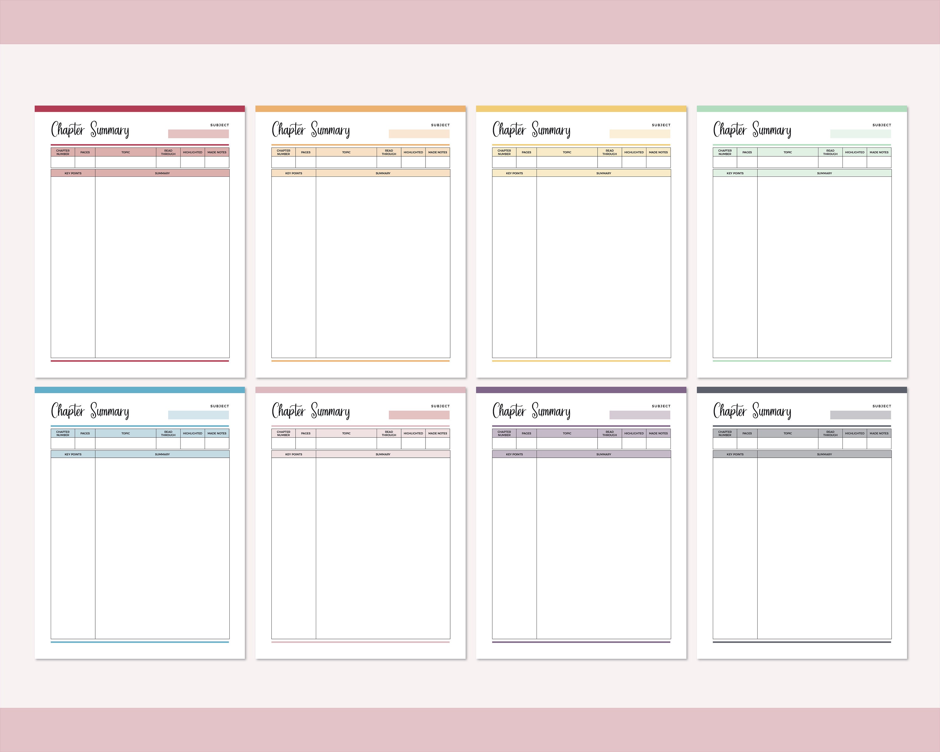 Printable Chapter Summary Assigned Reading Note Tasking - Etsy