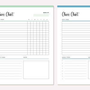 Printable Chore Chart, Print at Home Daily Chores List, Household to Do ...