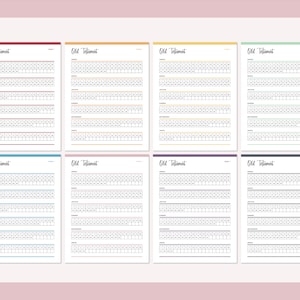 May include: Seven printable pages with a grid layout for tracking Old Testament reading progress. Each page features a different color scheme: burgundy, yellow, green, blue, pink, purple, and gray.