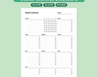 Workout-Tracker zum Ausdrucken, Workout-Checkliste, Fitnessplaner Vorlage, ausfüllbares PDF, A4/Letter/PS