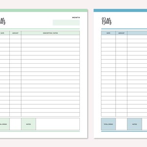 Printable Bill Payment Sheet, Print at Home Monthly Bills Record, Bill ...