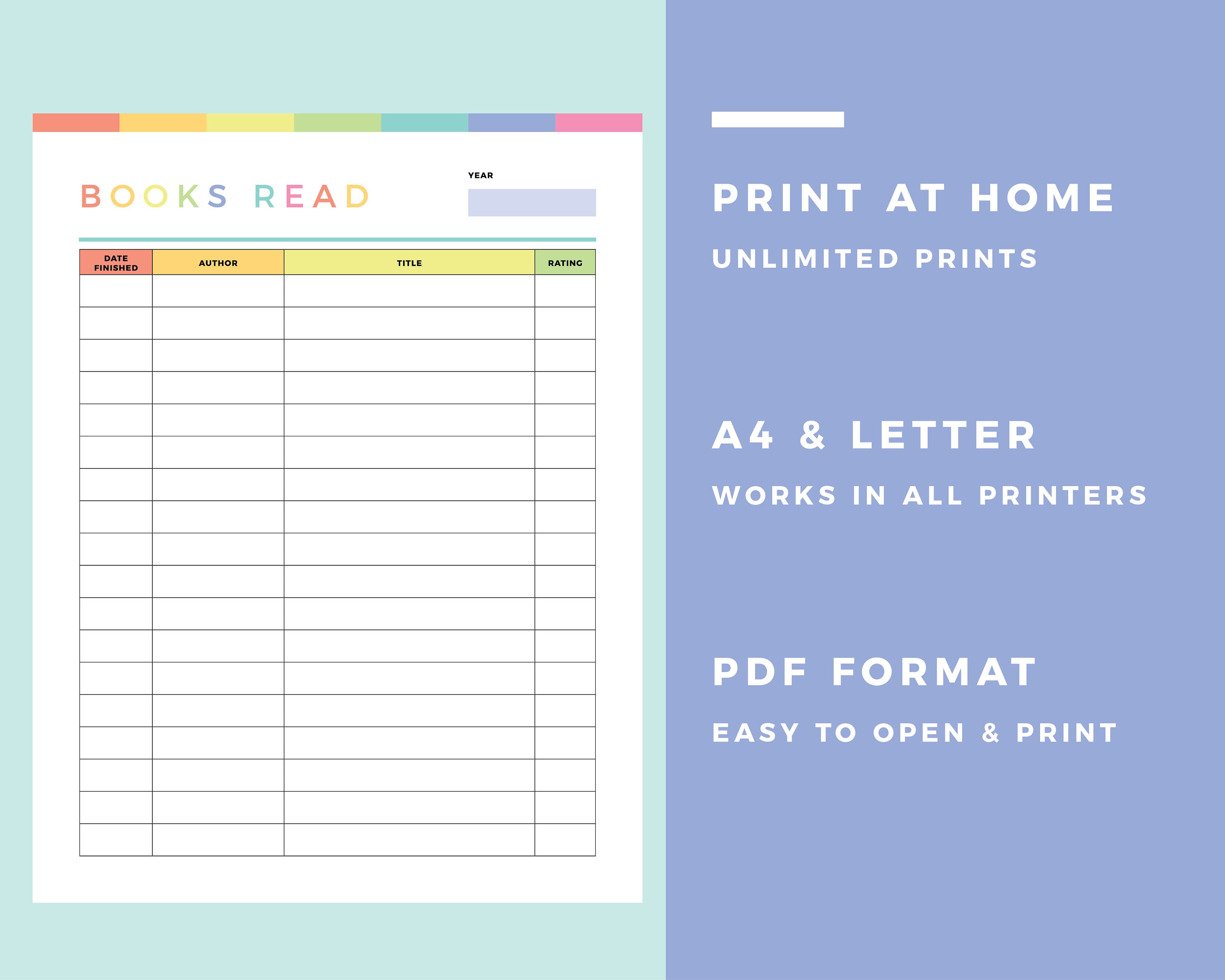 Printable Book Reading Record for Kids Books Read by Etsy