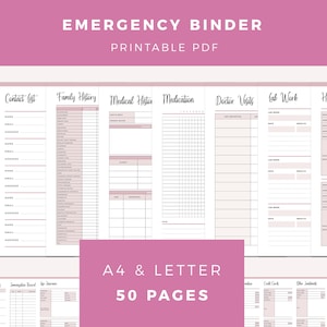 Emergency Binder Printable, End of Life Planner,  Just In case of Emergency Document Organizer, What if Planner, A4 and US letter size,