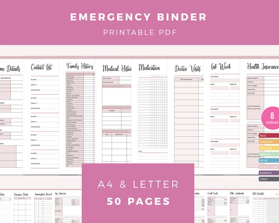 Emergency Binder Printable, End of Life Planner, What If Binder, In Case of Emergency Organizer, Family Death Planner, A4 US Letter PDF