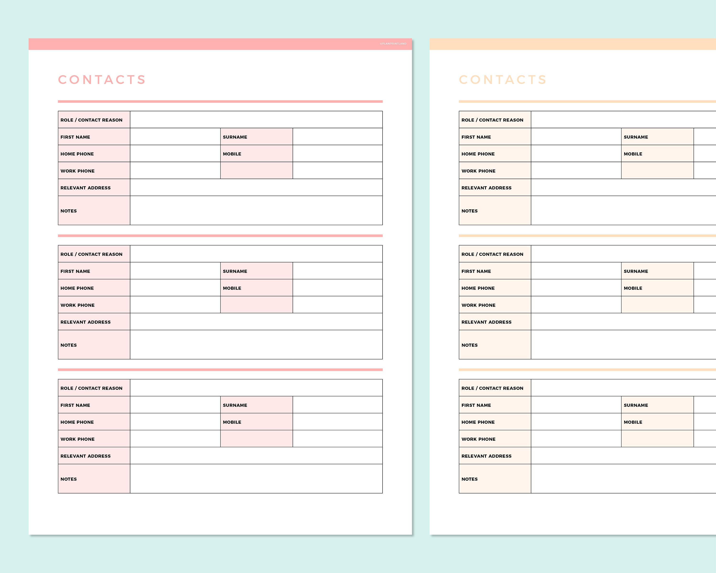 Phone Directory Editable Editable Contact List Printable, Printable Address Book, Business ...
