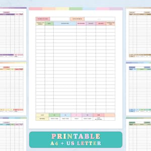 Printable checkbook register PDF, check book balance log, account ledger, income & expenses balance sheet, A4 / Letter size, account ledger