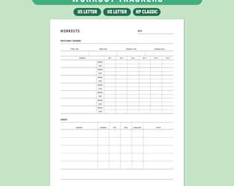 Workout Tracker Vorlage - Druckbarer Trainingsplaner – Tägliches Fitness Log als PDF