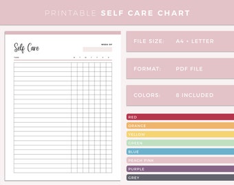 Druckbare Checkliste, tägliche Pflege zu Hause, Planer für Gesundheit und psychische Gesundheit, Meditation und Achtsamkeit