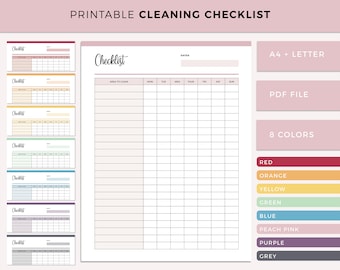 Printable Cleaning Checklist, Daily Cleaning List, Cleaner Log, Cleaning Tracker, Business Cleaning Tracker, A4 and US Letter size