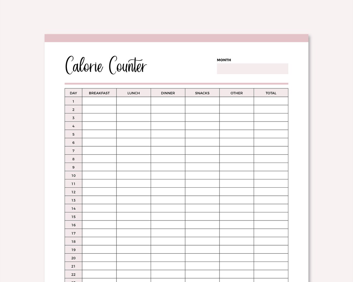 Calorie Tracker Printable Calorie Counter Calorie Deficit - Etsy