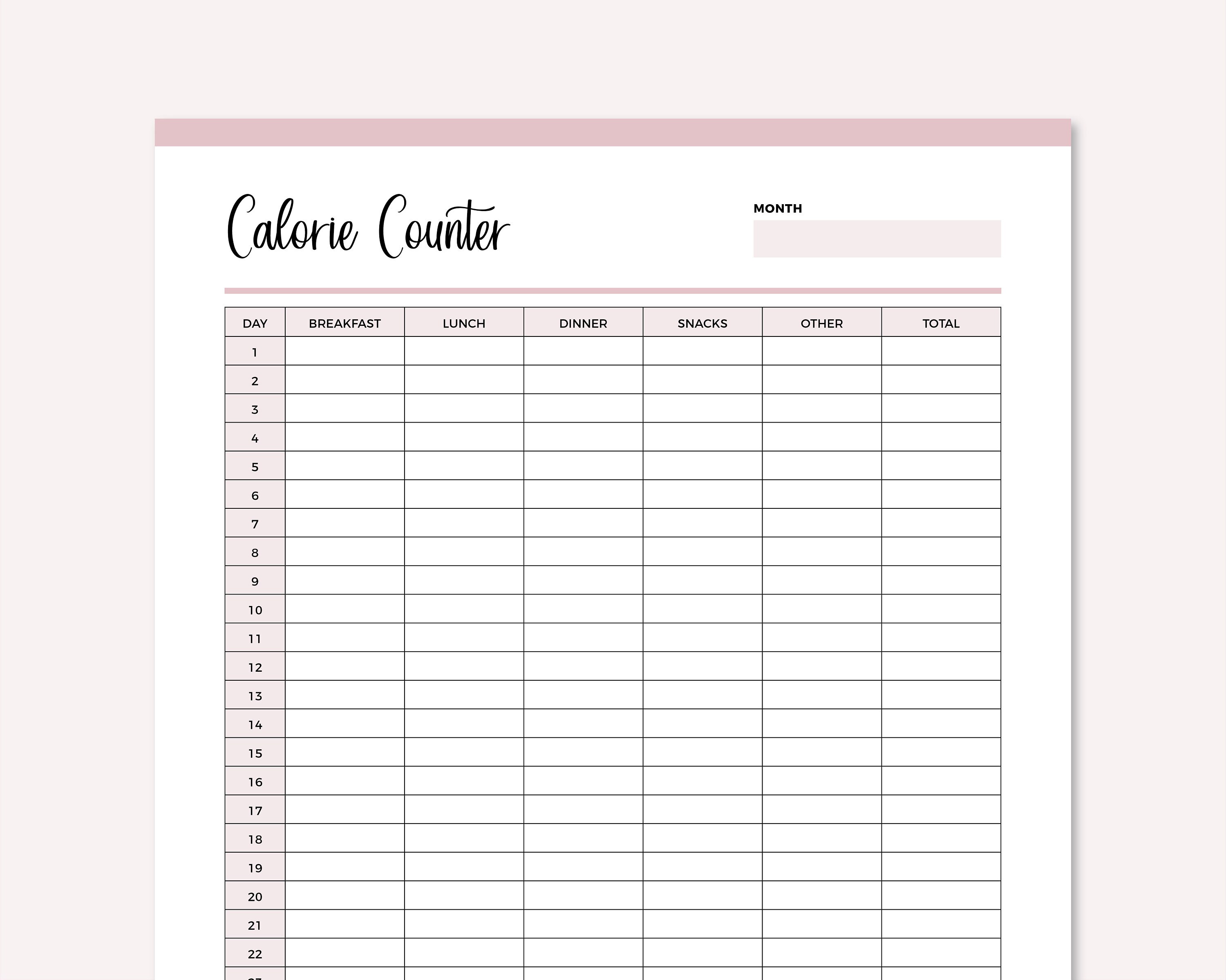 Calorie Counter Format Calorie Tracker Printable, Calorie Counter, Calorie Deficit, Calorie ...