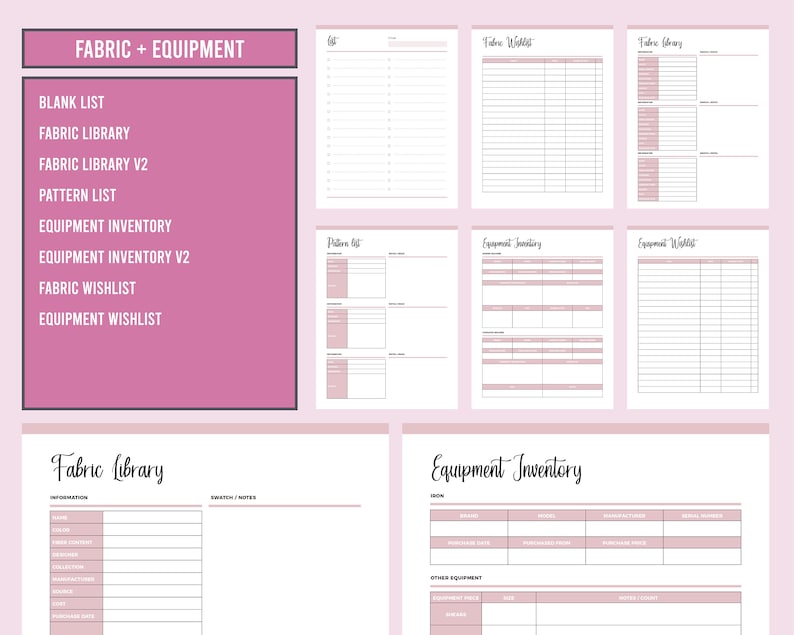 quilting planner pages printable