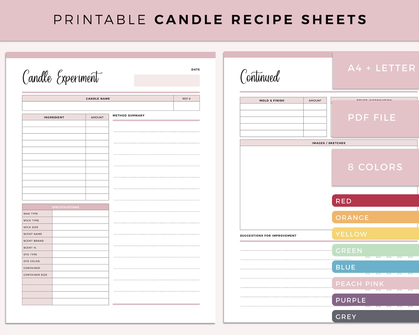 Printable Candle Making Recipe Sheet Candle Creator Tracker Etsy Printable Candle Making Recipe Sheet Candle Creator Tracker Etsy