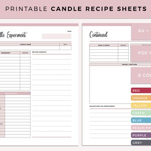 Printable Candle Making Recipe Sheet Candle Creator Tracker | Etsy