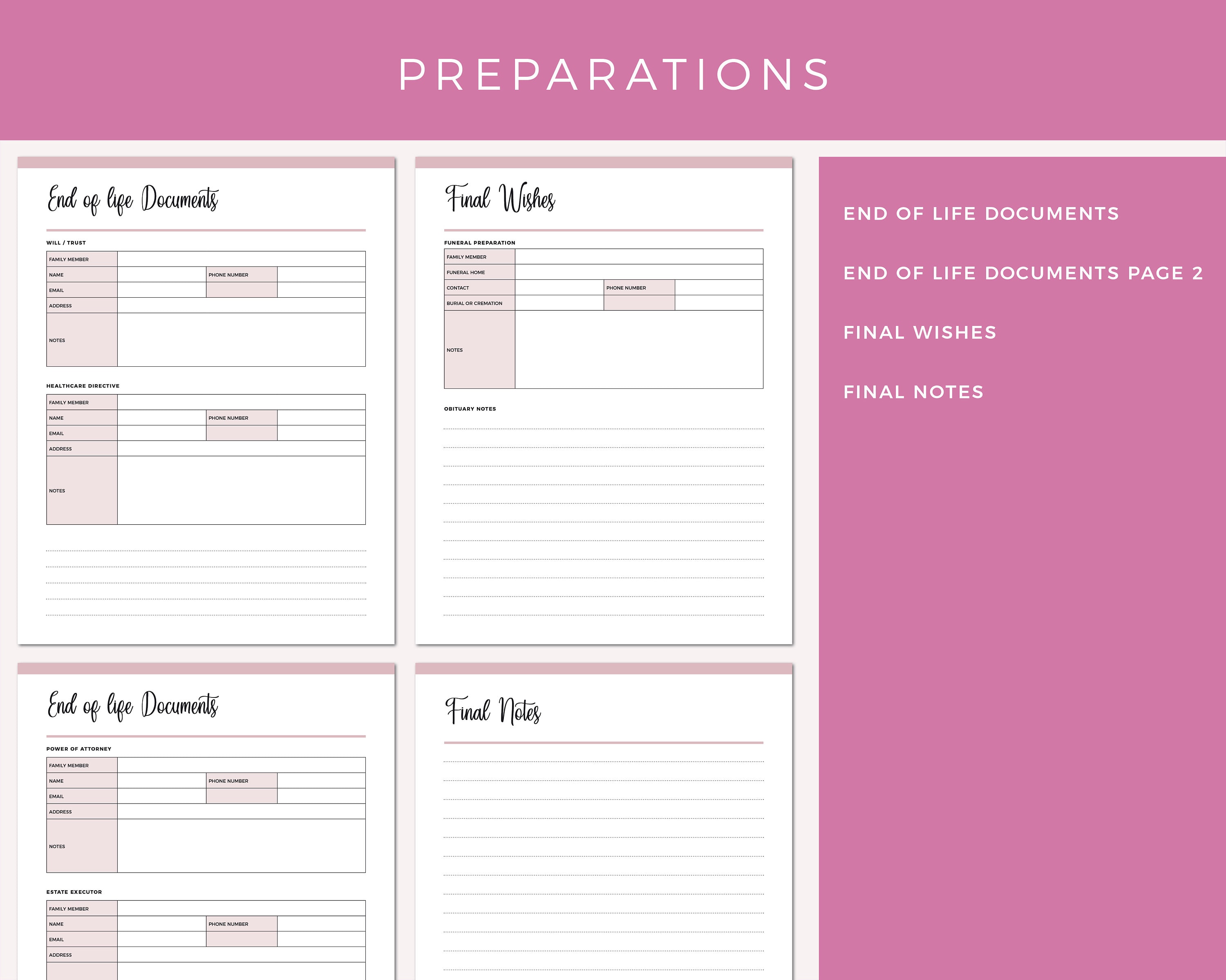 Emergency Binder Printable, End of Life Planner, Just in Case of ...