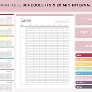 Blank Hour Printable Appointment Book, 15 Minute Increments, Weekly Schedule, Appointment Planner, Hourly Planner, Daily Appointments