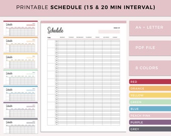 Blank Hour Printable Appointment Book, 15 Minute Increments, Weekly Schedule, Appointment Planner, Hourly Planner, Daily Appointments