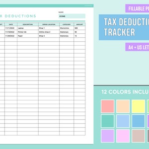 Editable Tax Deduction Tracker Printable