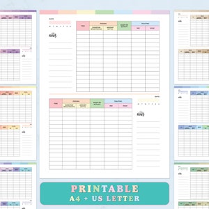 Afdrukbaar baby-borstvoedingslogboek PDF, pasgeboren babyrapport, blad, dagelijkse babytracker voor borstvoedingsregistratie en toiletbezoek,
