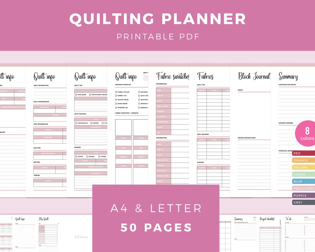 Quilting Planner Printable, Quilt Planner, Quilting Project Planner
