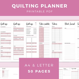 Quilting Planner Printable, Quilt Planner, Quilting Project Planner, Quilt Journal, Quilting workbook, Quilt Project PDF, Quilt Binder