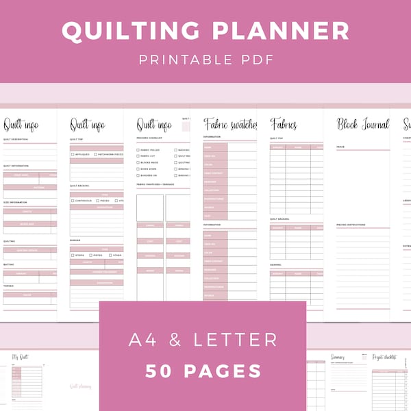 Quilting Planner Printable, Quilt Planner, Quilting Project Planner, Quilt Journal, Quilting workbook, Quilt Project PDF, Quilt Binder