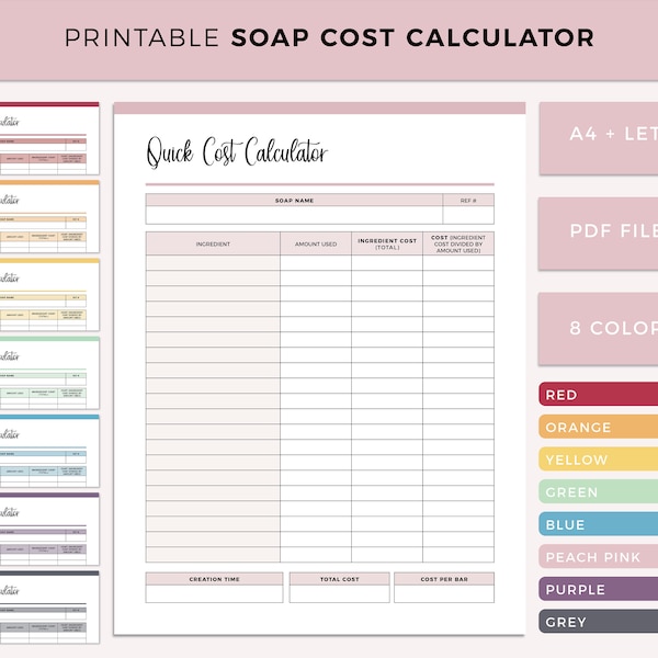 Recipe Cost Calculator Etsy