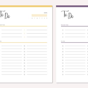 Printable To Do List Daily, weekly to-do pdf planner checklist A4 and Us letter size print at home task checklist, organizer list image 8