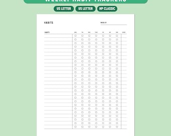 Wöchentlicher Habit Tracker zum Ausdrucken, Habit Tracker Vorlage, wöchentlicher Routine Tracker, tägliches Habit Log, A4/Letter/Happy Planner, ausfüllbares PDF