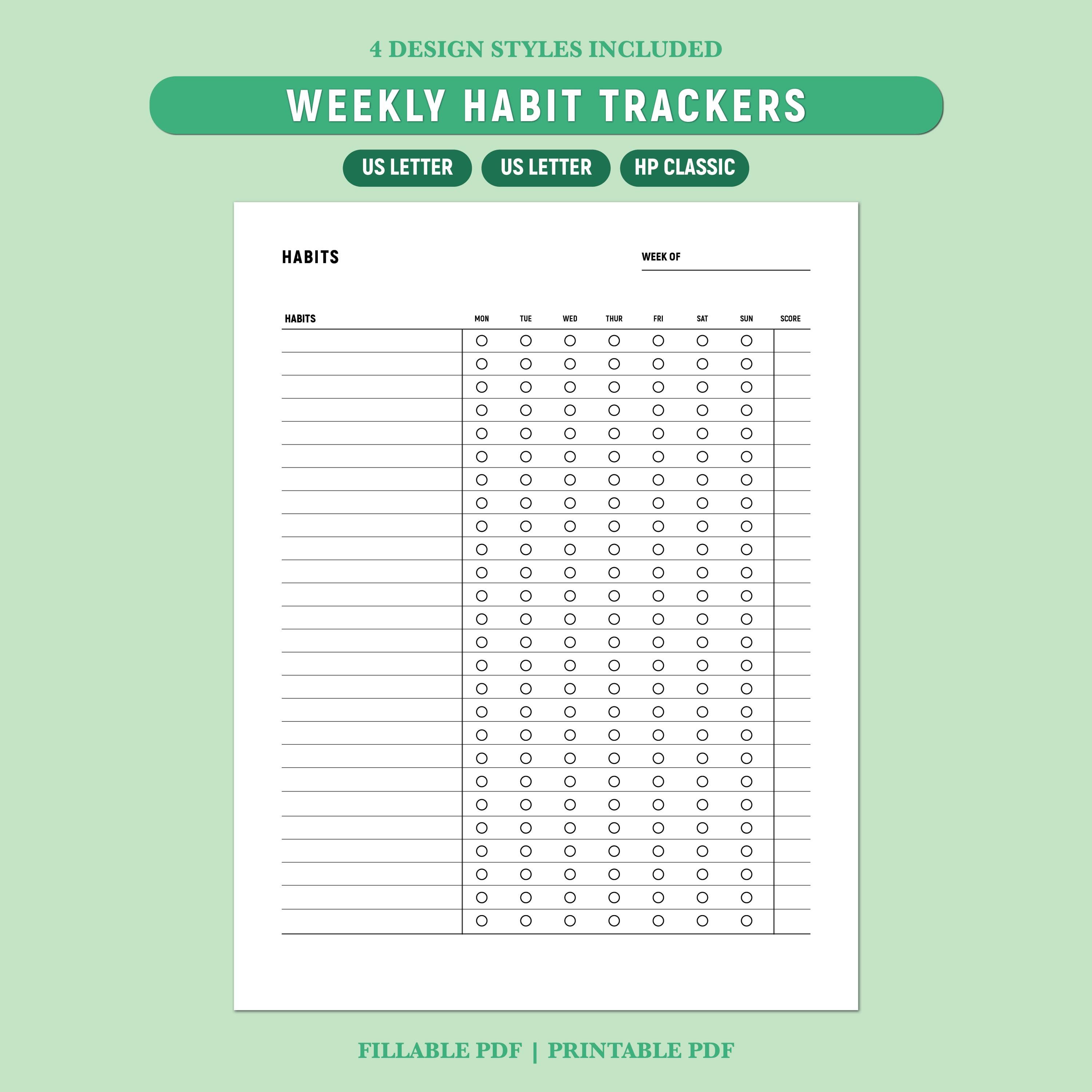 Weekly Habit Tracker Printable, Habit Tracker Template, Weekly Routine ...