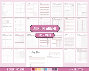 Printable ADHD planner adults, ADD binder for Adults, ADHD organization, planner sheets,  add plan life organizer journal. A4 and letter